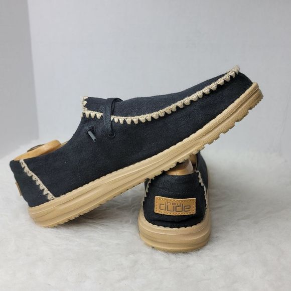 Hey Dude Wendy Crochet Black Slip On Moc Toe Women's Casual Shoes Size 11 - Picture 5 of 10